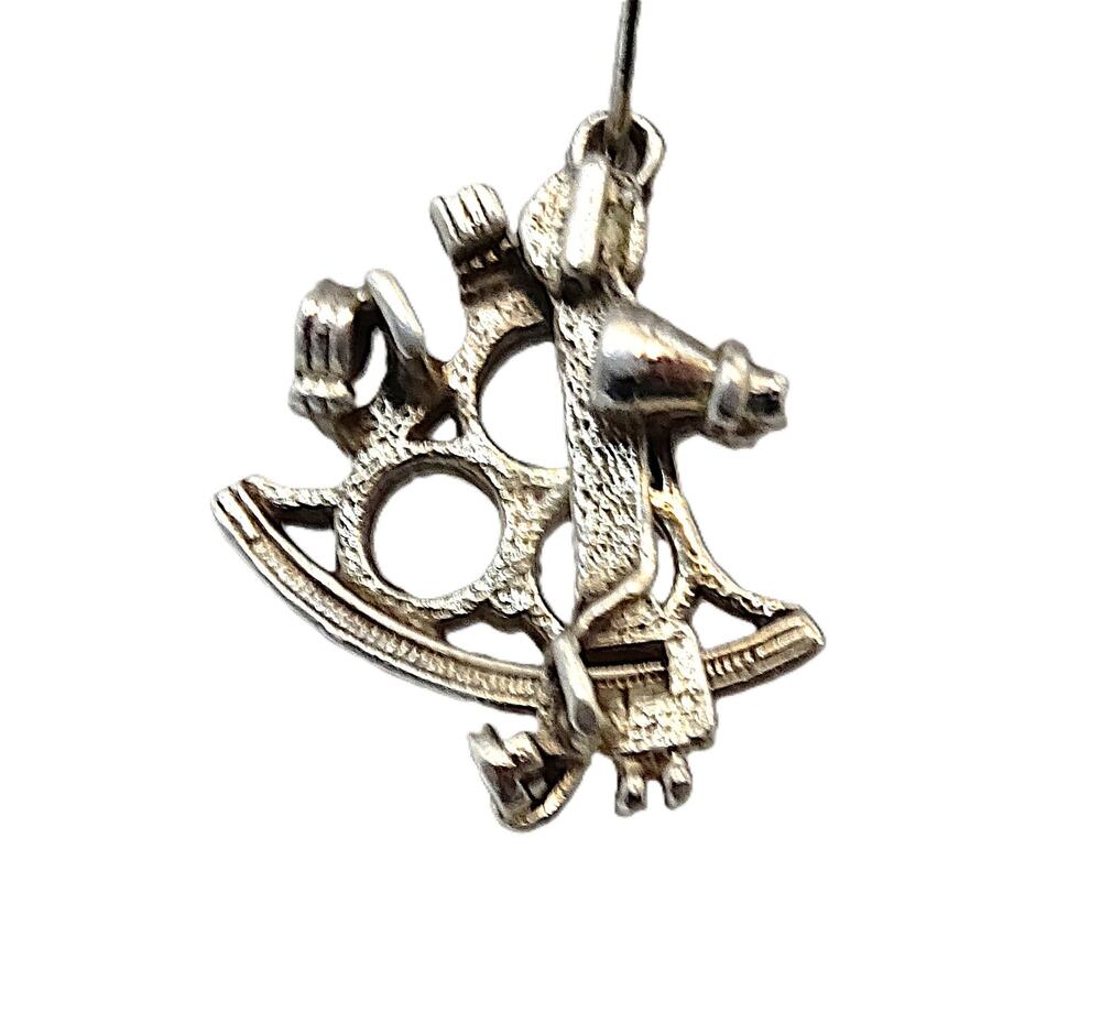 Vintage Sterling Silver Sextant Charm Nautical Maritime Pendant